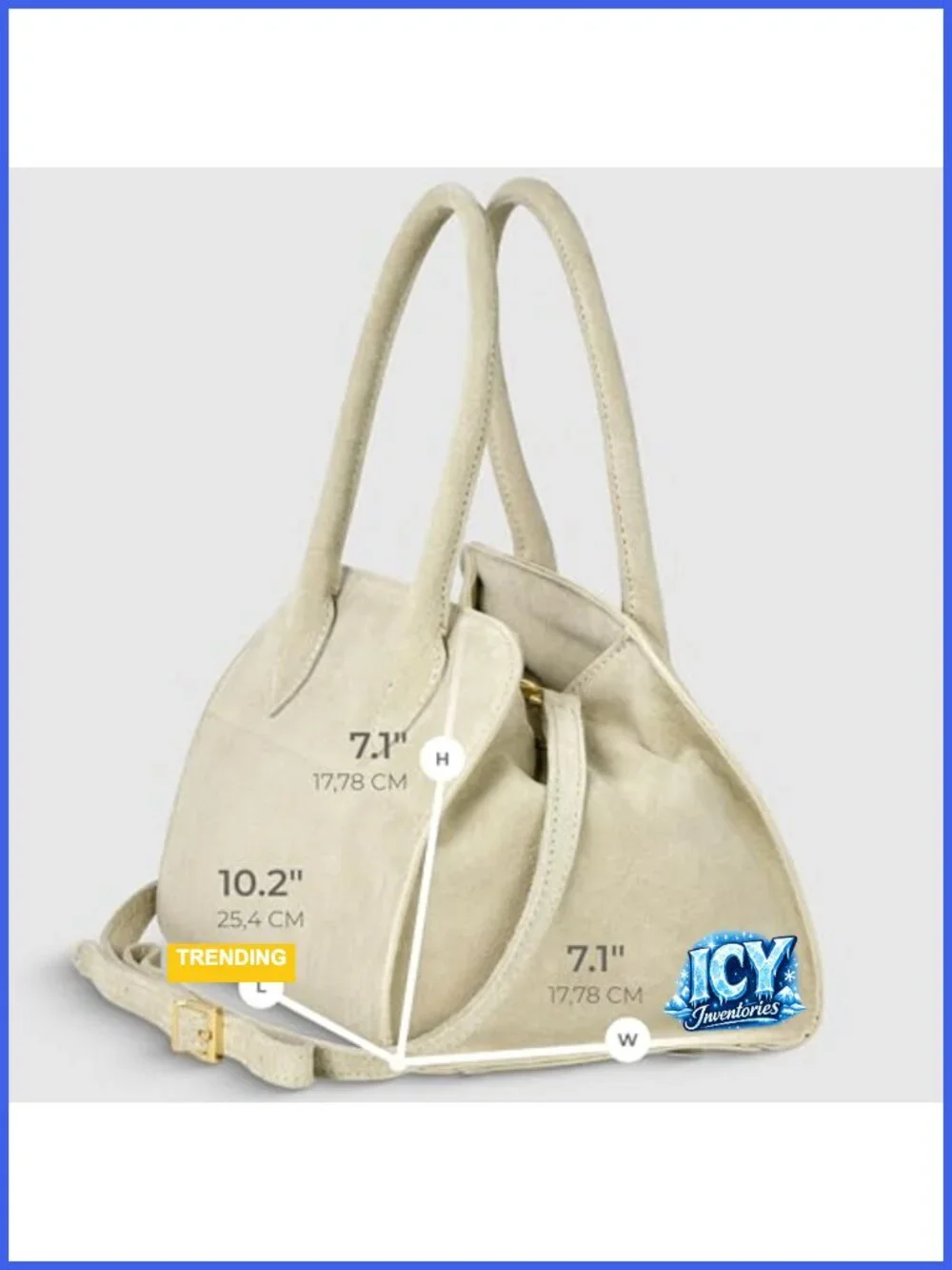 Genuine Suede Structured Satchel Handbag with Adjustable Strap